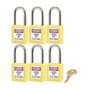 Masterlock 410 Series Padlock Keyed Alike Yellow: Pack/6